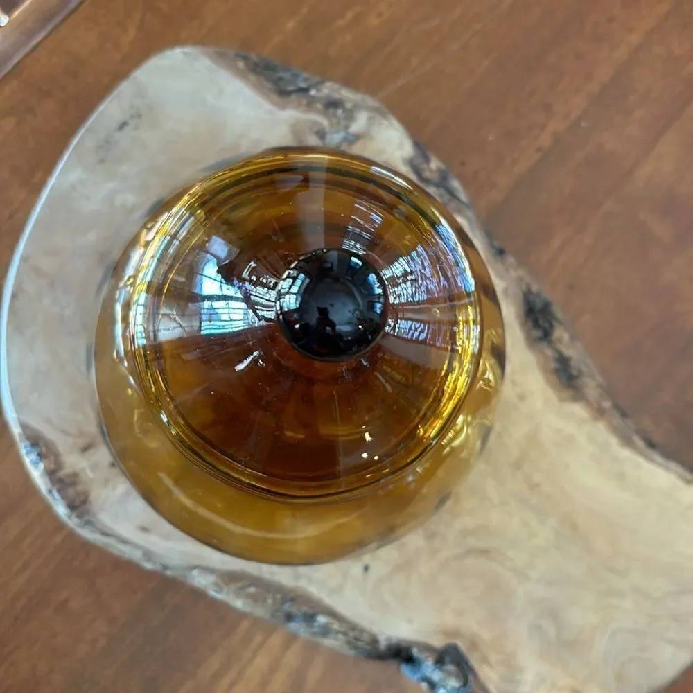 Vintage Empoli Amber Ribbed Apothecary Jar